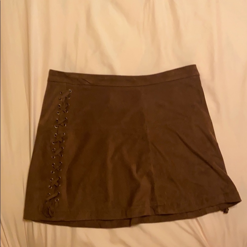 Brown Mini Suede Skirt